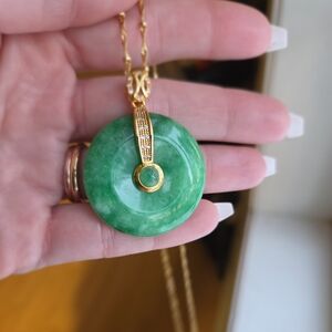 Natural Green Jade Donut Pendant